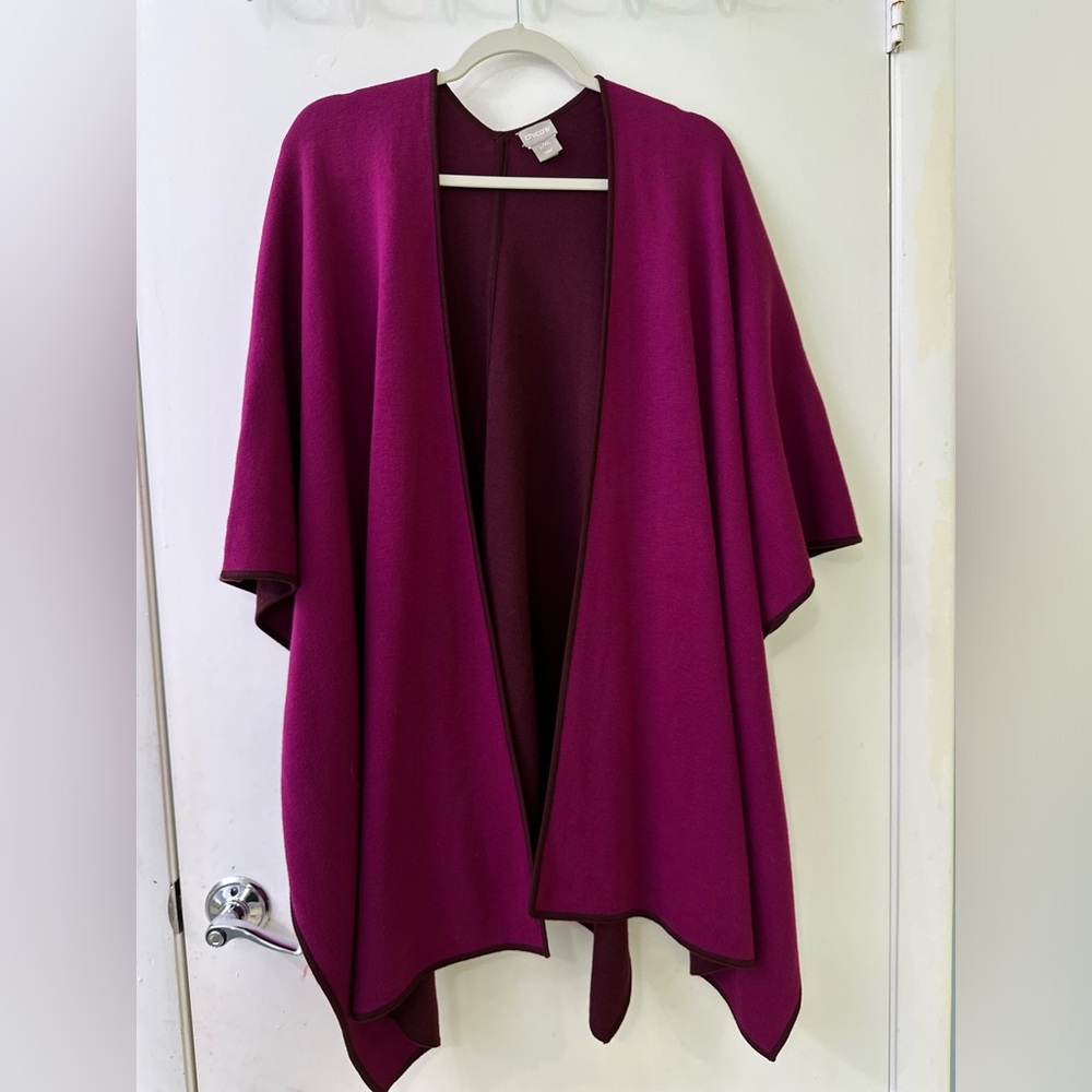 Chico’s Reversible Button-Detail Ruana size Large  and fits XL purple